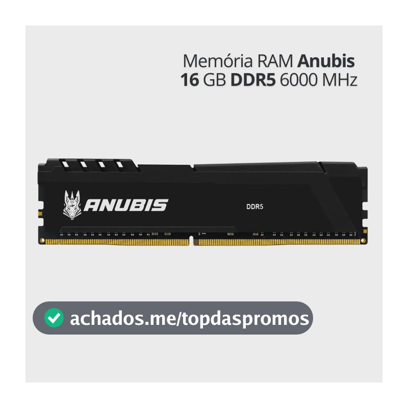 Memória RAM Desktop 16GB DDR5 6000MHz para PC, Módulo Interno com Dissipador de Calor - Linha Anubis UP Gamer