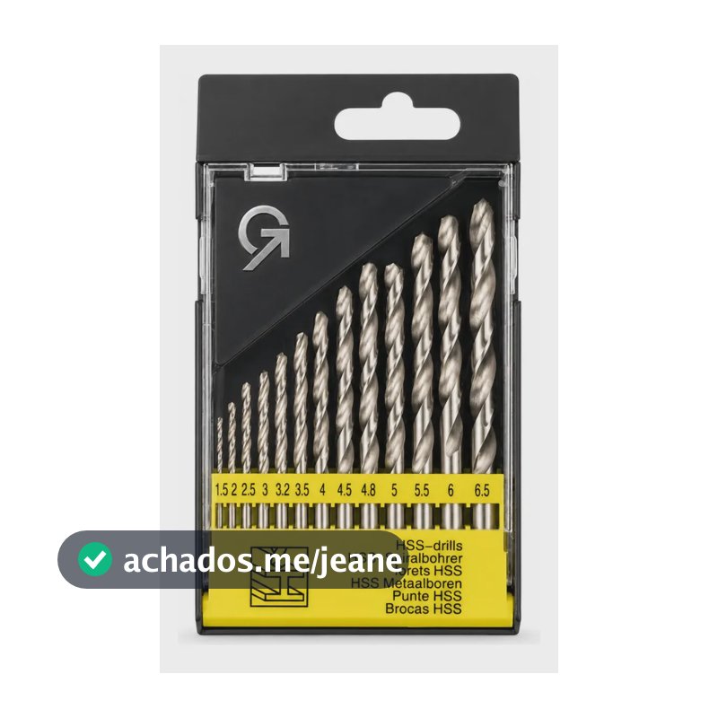 Kit Jogo de Brocas para Metal Aço Rápido HSS 13 Peças de 1,5 a 6,5mm Alta Resistência para Furadeira Perfuração em Ferro Aço Alumínio Metais e Madeira IGS Imports