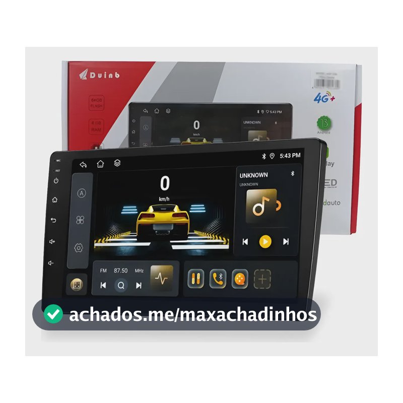 Central Multimidia 9pol 4gb 64gb Octa Carplay Android Auto Preto