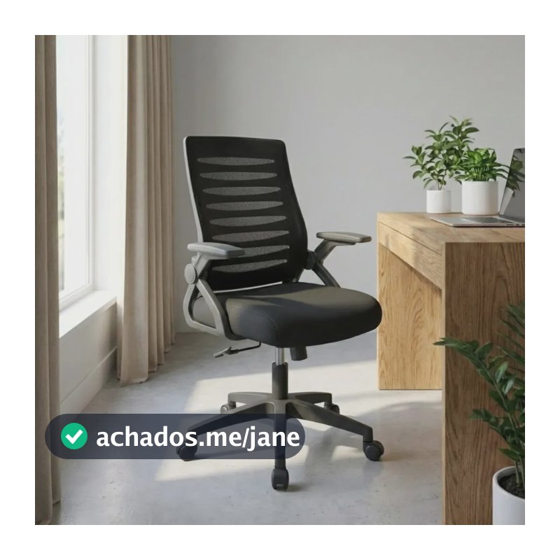 Cadeira De Escritório Astrella Sirius Ergonômica Com Braços Rebatíveis E Encosto Em Mesh Preta Preto
