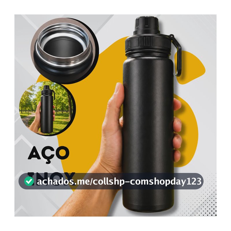 Garrafa De Água Termica 800ml Café Inox Copo Frio E Quente Preto