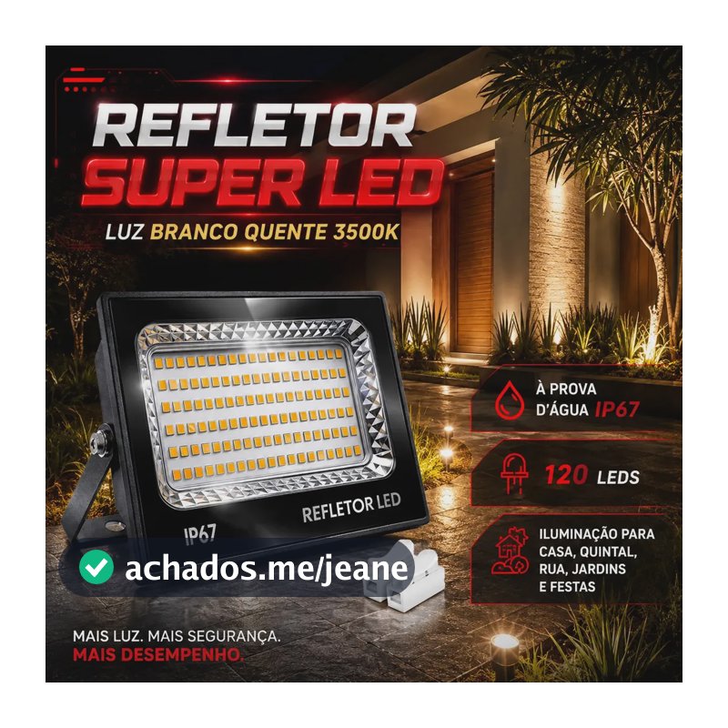 Kit 3 Refletores Led 300w Branco Quente 3500k Alto Brilho E Eficiência Para Fachadas E Jardins