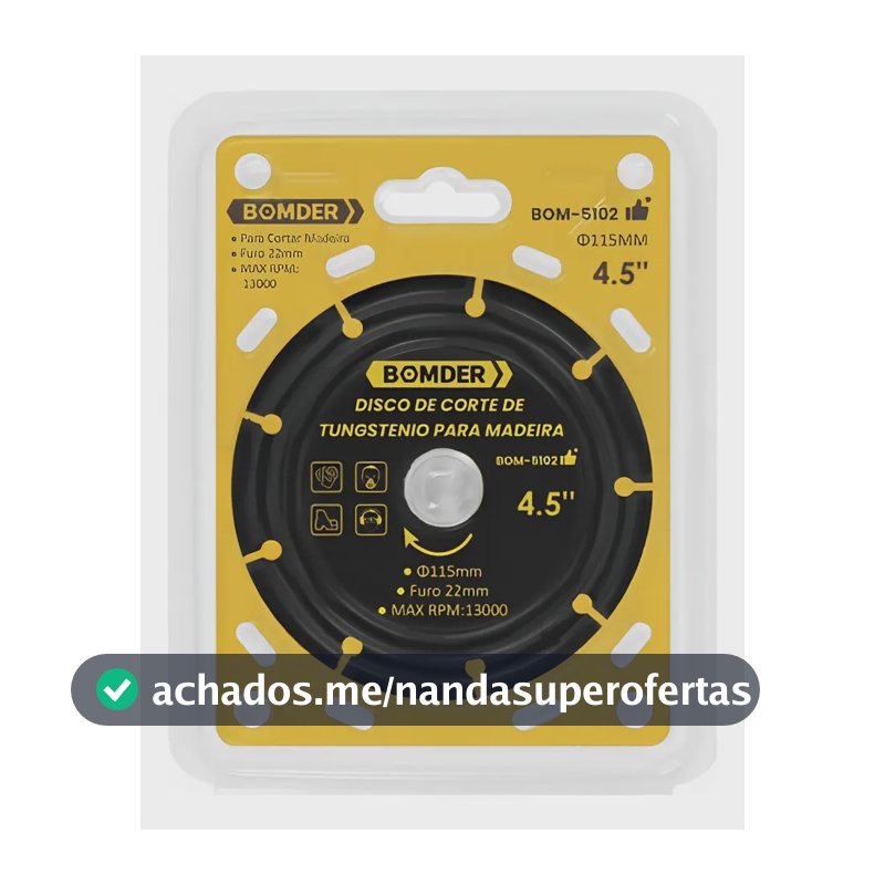 Disco De Corte Tungstenio Para Madeira Bomder Furo 22mm Cor Preto