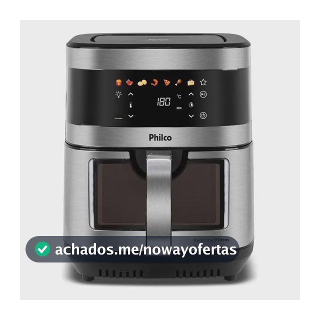 Air Fryer Philco 9L Visor Glass Painel Digital