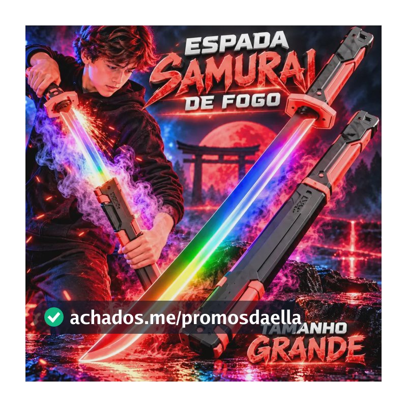Espada Katana Led RGB Fumaça Brinquedo Recarregável, Som, Efeito De Faísca Ao Sacar E Bainha Para Anime, Cosplay, Games E Presente Geek
