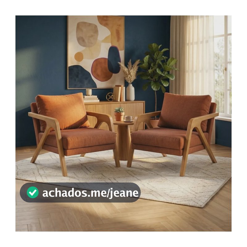 Kit 2 Poltronas Mona Sala Quarto Premium Varias Cores Linho Terracota Liso