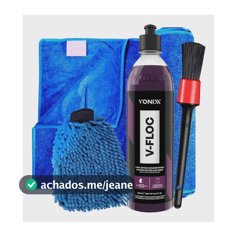 Shampoo V-floc 500ml Toalha Luva Microfibra Pincel Vonixx