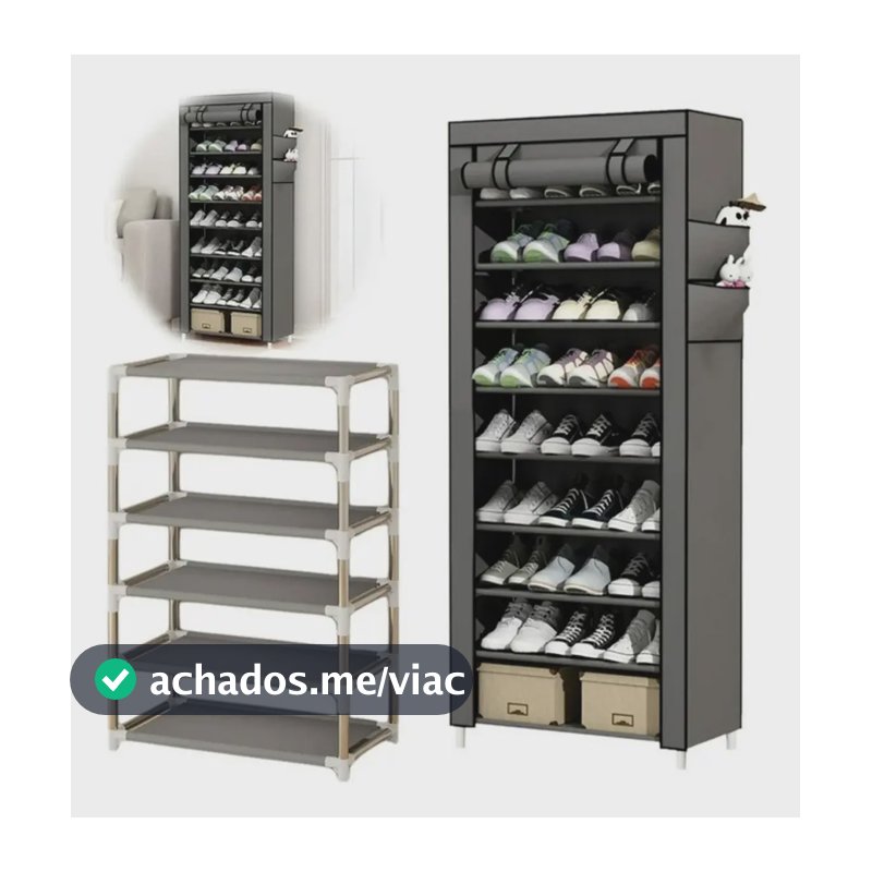 Eps-5062 Organizador Com Zíper 9 Prateleiras Sapateira Estante Cinza