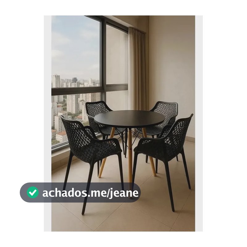 Kit 4 Cadeiras Suits Empilhável Ambiente Interno Externo Arabesco Preto