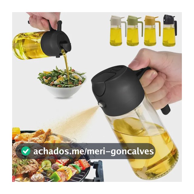 Spray Borrifador Dosador 2 Em 1 P/ Azeite Vinagre Óleo 500ml Cor Preto