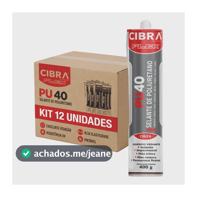 Kit 12 Selante Pu 40 Juntas Cola Poliuretano Vedação Cinza