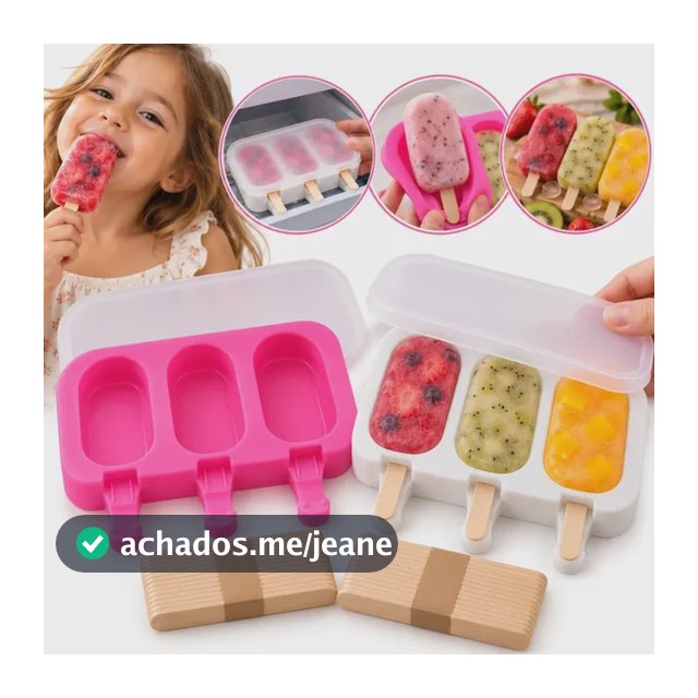 Kit 2 Moldes Forma De Picolé Magnum Silicone C/ 100 Palitos Aleatório