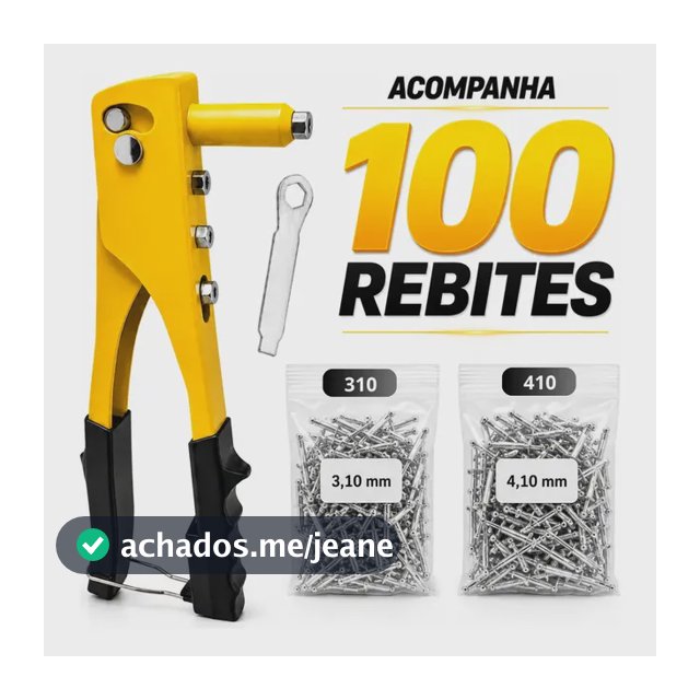 Rebitadeira Manual Profissional Alicate Rebitador com 4 Bicos e 100 Rebites Para Metal e Alumínio Uso Imediato