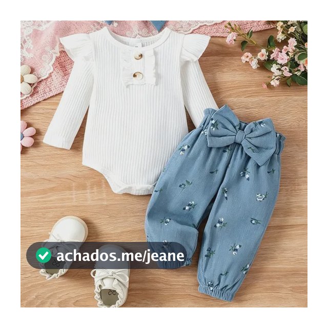 Conjunto 3 Peças Body Calça E Faixa Bebê Menina Branco 1-3m