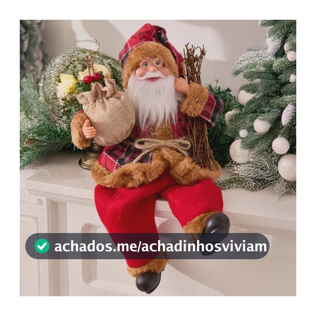 Boneco De Papai Noel Sentado 33 Cm Para Mesa