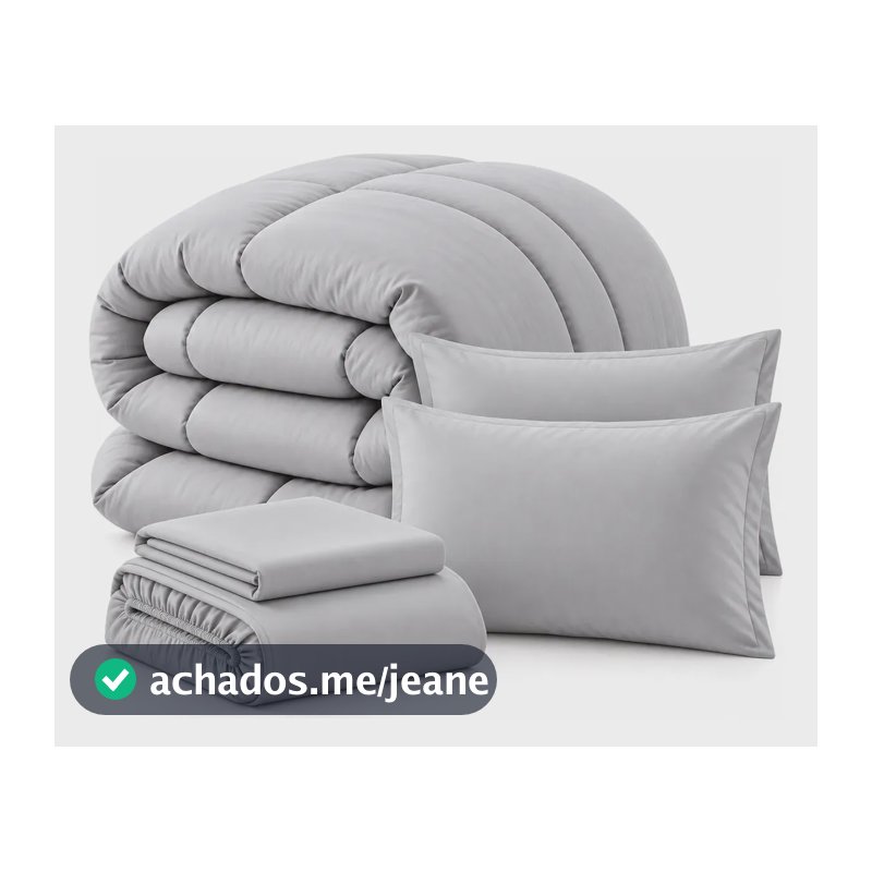 Kit Jogo de Cama Queen 6 Peças com Edredom Dupla Face Casa Dona