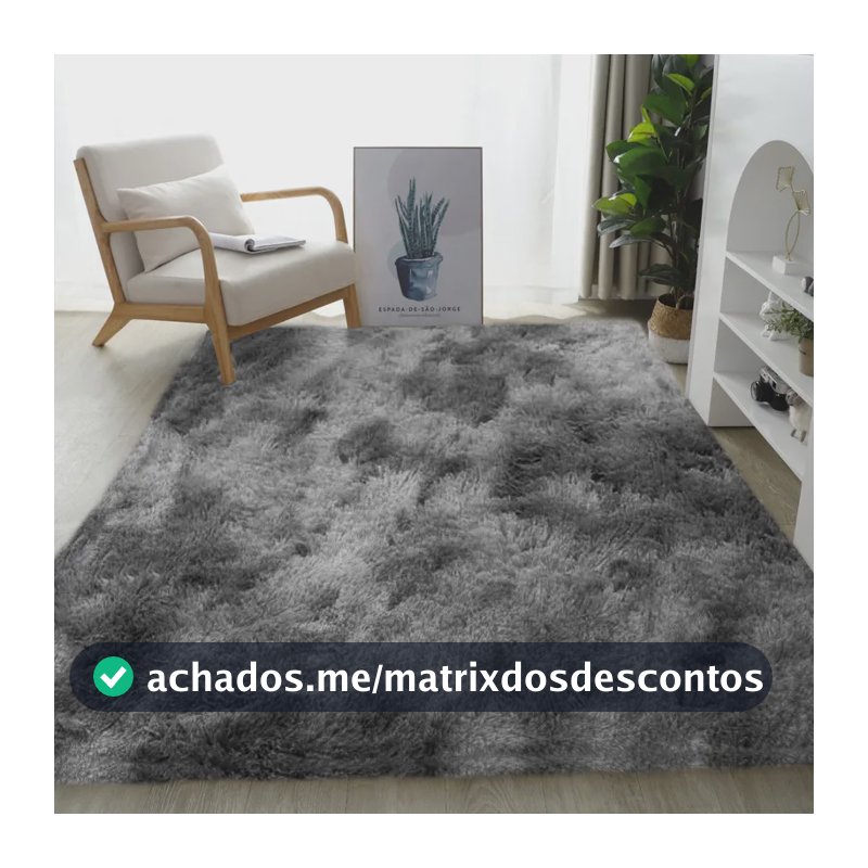 Tapete 2.00x1.50 Casa Laura Enxovais Shaggy Felpudo Para Quarto Sala Luxo Cinza Mesclado