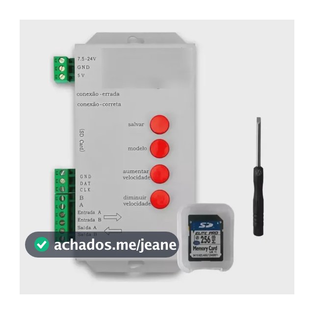 Controladora T1000s P/ Fita Led Endereçável Com Cartão 256mb Cinza 5v - 24v 127/220v
