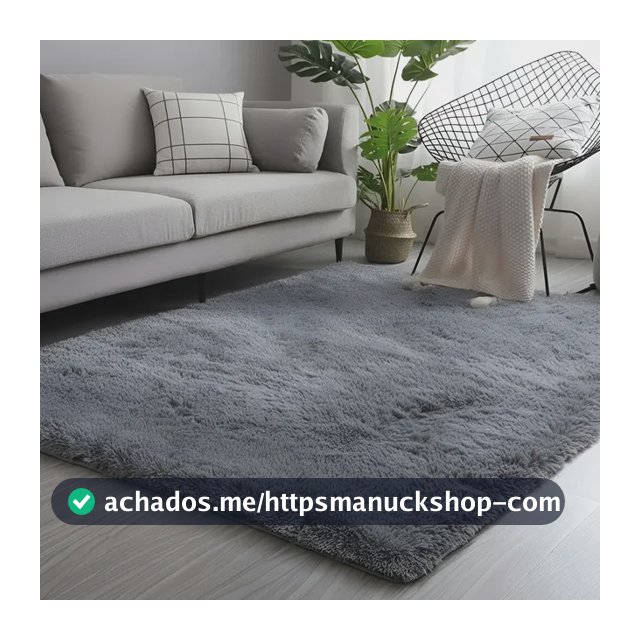 Tapete saggy, felpudo. Dhalishop Shaggy cor Cinza-escuro liso - de 2m x 1.4m