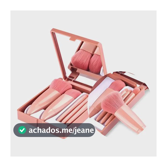 12unid - Kit Com 5 Pinceis De Bolsa Maquiagem Estojo Atacado Rosa