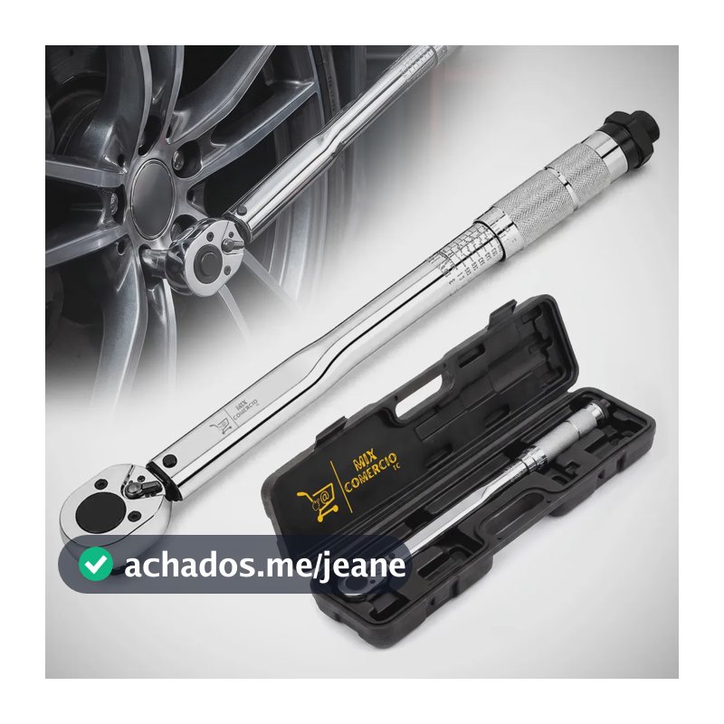 Torquímetro de Estalo Click 1/2 Pol Reversível Ajustável Bidirecional com Estojo 28 a 210 Nm 2,8 a 21 kgf.m Profissional Alta Precisão para Torque Automotivo Mecânica Oficina Rodas Motor Suspensão