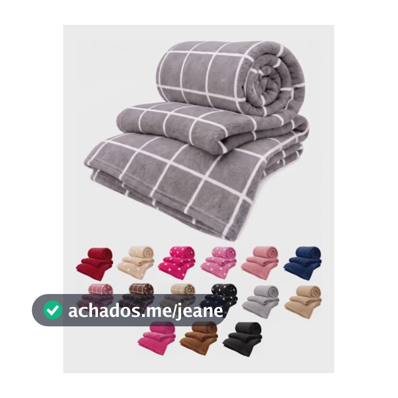 Manta Coberta Casal Soft Poá Macia Antialérgica 2,20x1,80 Gride Cinza