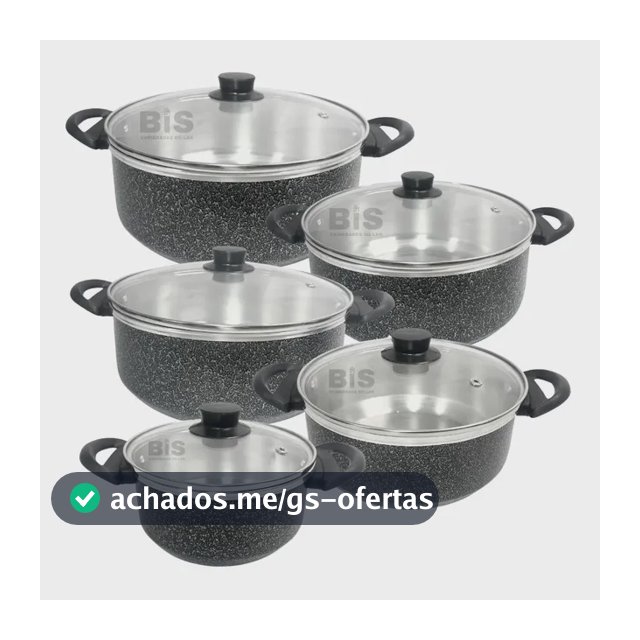Conjunto De Panela 16/24 Tampa De Vidro Kit Caçarola 5 Peças Preto
