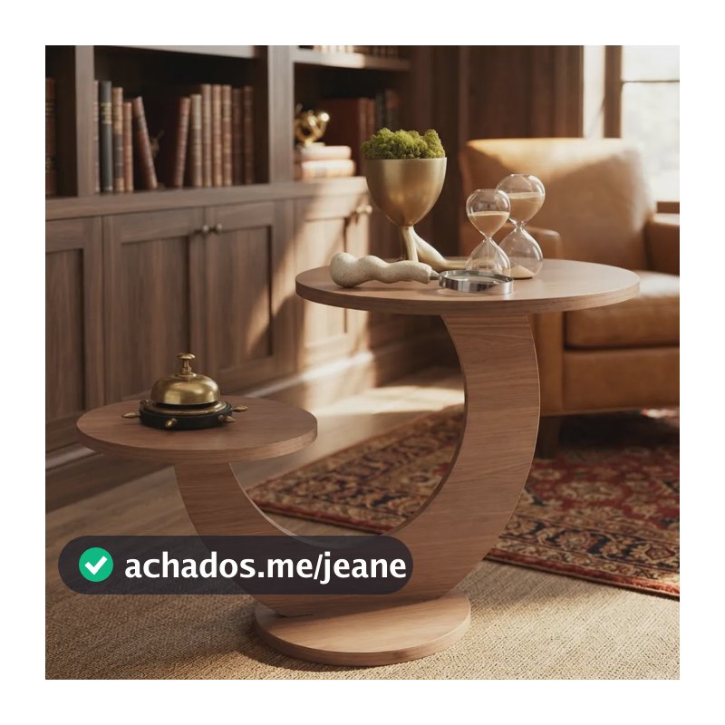 Mesa Lateral - Desing Moderno - Sofá - Escritório - Quarto Noce Amendoa