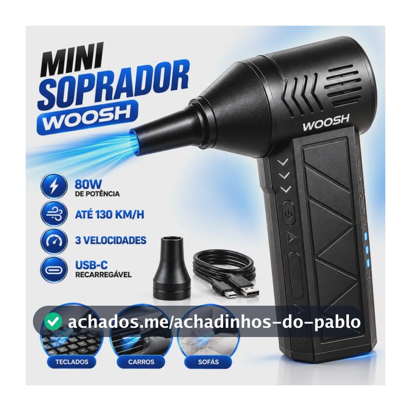 Soprador de Ar Portátil Woosh Recarregável, Para Limpeza e Acender Churrasqueira