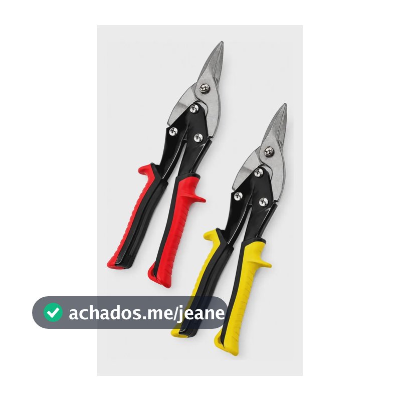 Tesoura Alicate Aviação Corte Reto Drywall Chapas Metal 25cm Vermelho Ou Amarela