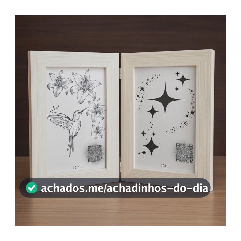 Porta Retrato Duplo 10x15 Madeira Decoração Moldura Foto Bege
