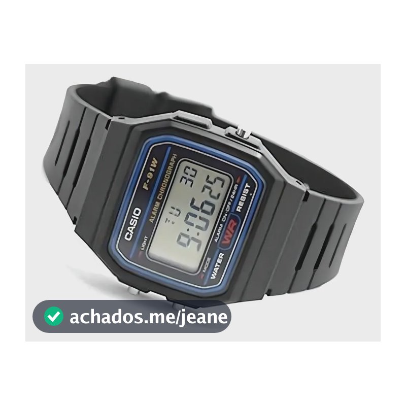 Relógio Casio F-91w-1d Preto Lcd Positivo Vintage Unissex Digital Preto Resina