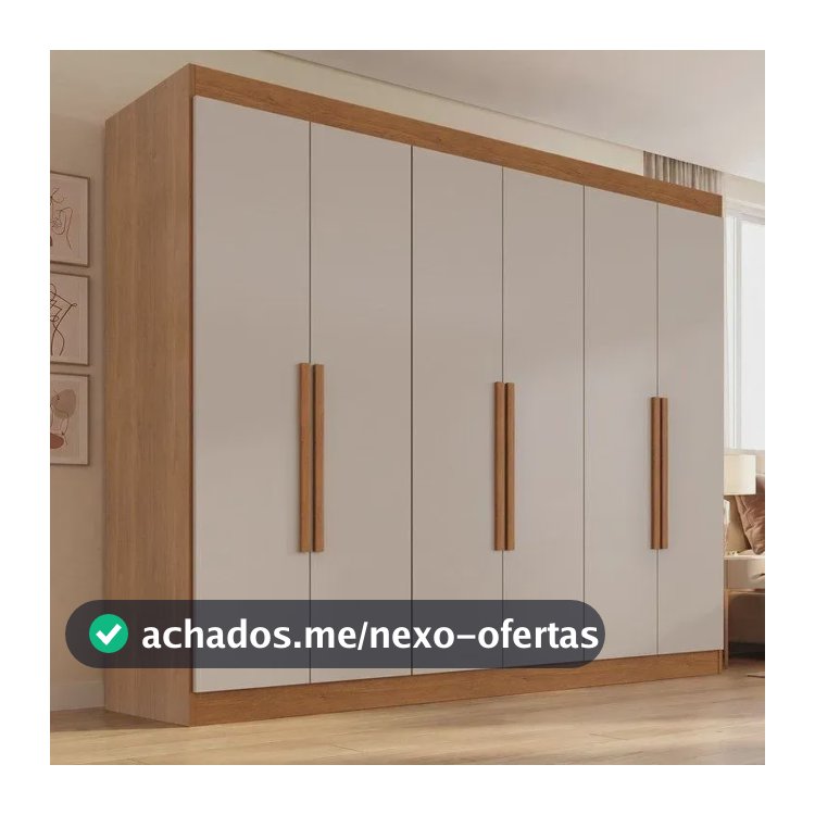 Guarda-roupa Casal Malta 6 Portas 2 Gavetas Yescasa Cinamomo/off White