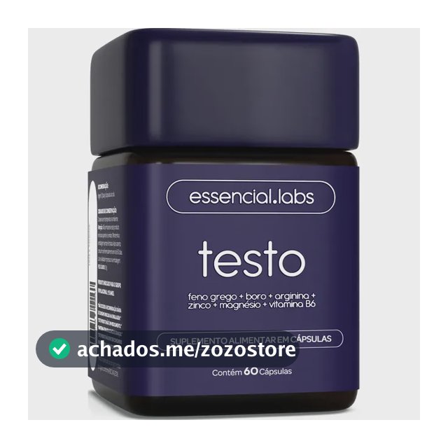 TESTO ESSENCIAL - Fórmula Exclusiva com Feno Grego + Boro + Arginina + ZMA + Vitamina B6 - 60 cápsulas