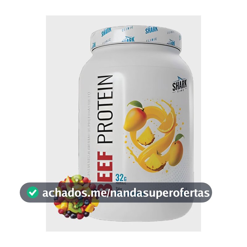 Proteína bovina isolada Shark Pro Whey Beef Zero Lac 900G em pó sabor Frutas tropicais x 900g