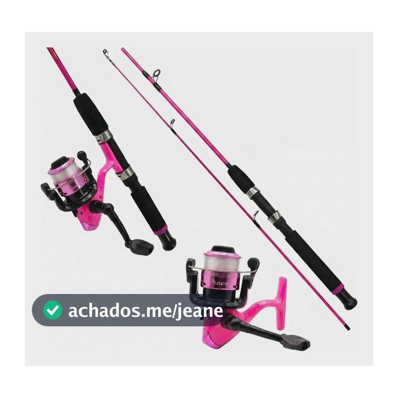 Kit Pesca Rosa Vara Fibra De Vidro E Molinete Leve Feminino Rosa