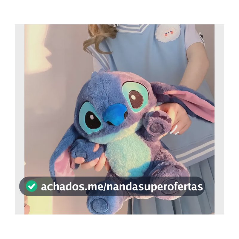 Pelúcia 35cm Lilo E Stitch Premium Antialérgico Fofinho Azul
