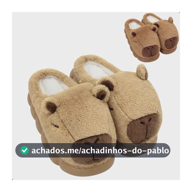 Pantufa Capivara Pelúcia Térmica Confortável Antiderrapante