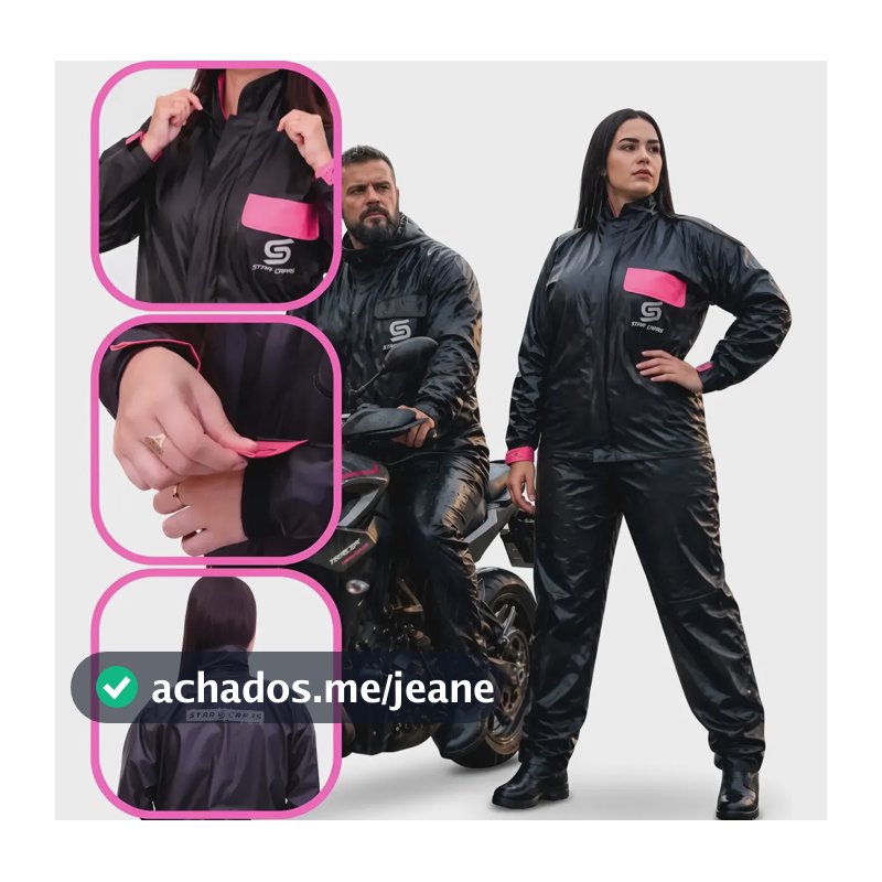 Capa De Chuva Motoqueiro Impermeavel Motoboy/girl Reforçada Rosa Gg