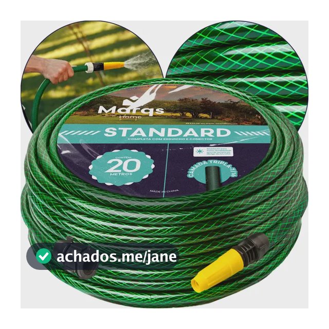 Mangueira Jardim 20m Metros Com Esguicho Trançada Reforçada Flexível 7/16 Anti Dobra Irrigação Quintal Poço Lavagem Durável Marqs Home