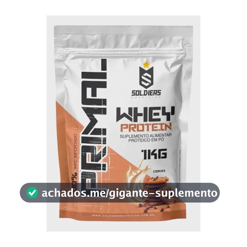 Whey Protein Primal 1kg Sabor Cookies Soldiers Nutrition Pós Treino Recuperação Suplemento Proteína