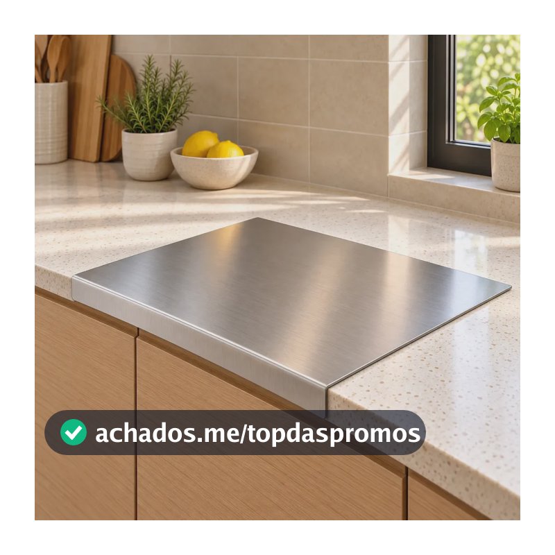Tábua De Corte Inox 304 Profissional Bancada Com Aba 40x30cm Tábua De Corte Inox 304 Profissional Bancada 40x30cm Com Aba Cinza