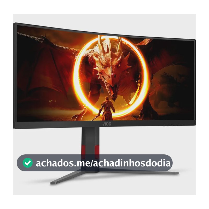 Monitor Gamer Curvo Aoc 34'' Ultrawide Wqhd 180hz U34g4c Preto 127/220v