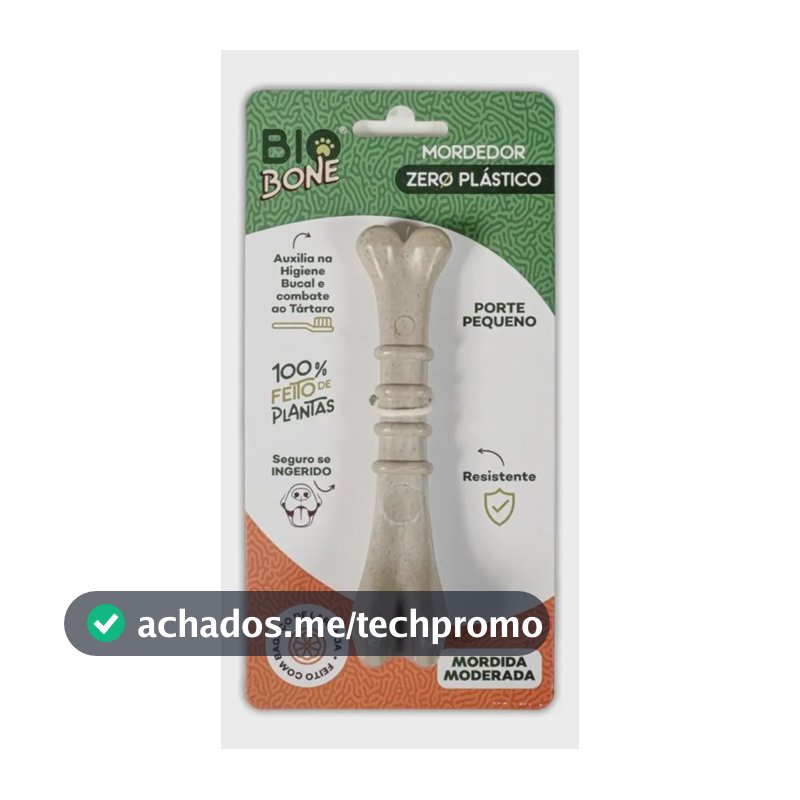 Mordedor Natural Bio Bone Para Cães Pequenos 14cm 100% Plantas
