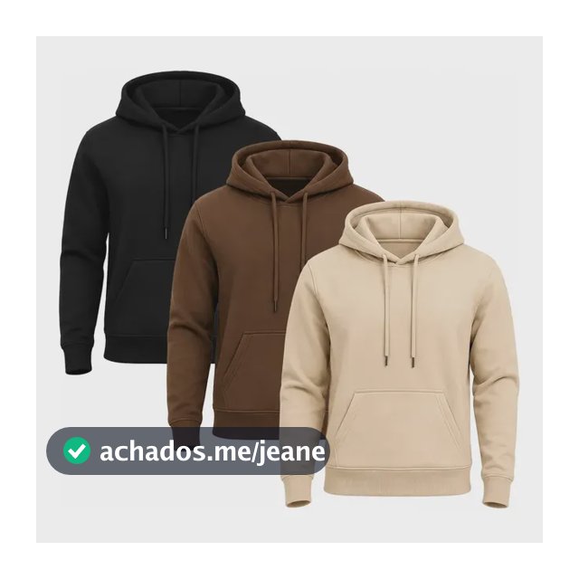 Kit 3 Moletom Blusa De Frio Com Capuz Agasalho Canguru