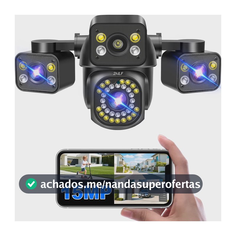 2nlf 15MP Câmeras De Segurança Três Lentes Três Telas Ptz 1440p Com Função De Alarme Rotação Ajustável