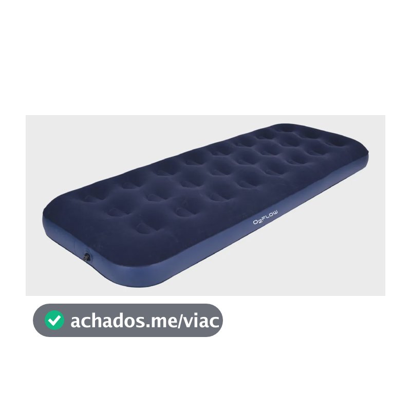 Colchão Inflável Solteiro Multiuso Aveludado O2Flow Azul