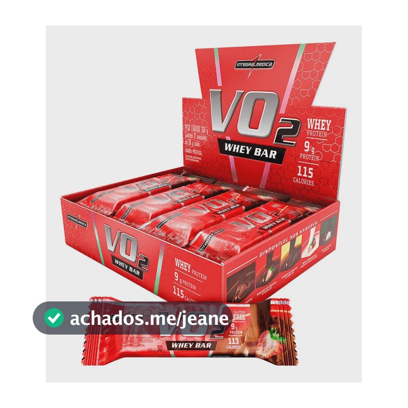 Barra De Proteína Vo2 Slim Whey Bar - 12un - Integralmédica Sabor Morango