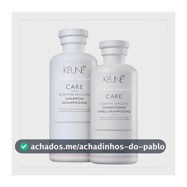 Kit Keune Keratin Smooth Shampoo 300ml + Condicionador 250ml Para Cabelos Finos e Danificados