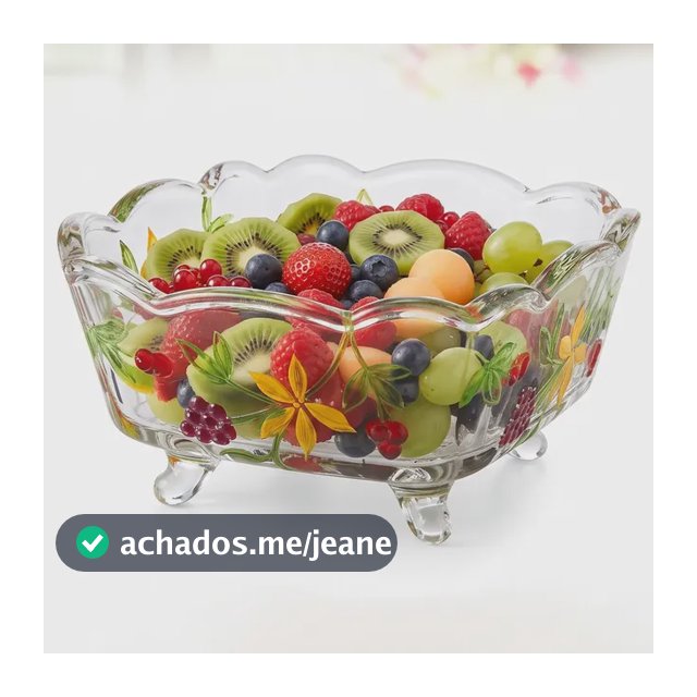 Saladeira De Vidro Floral Vintage